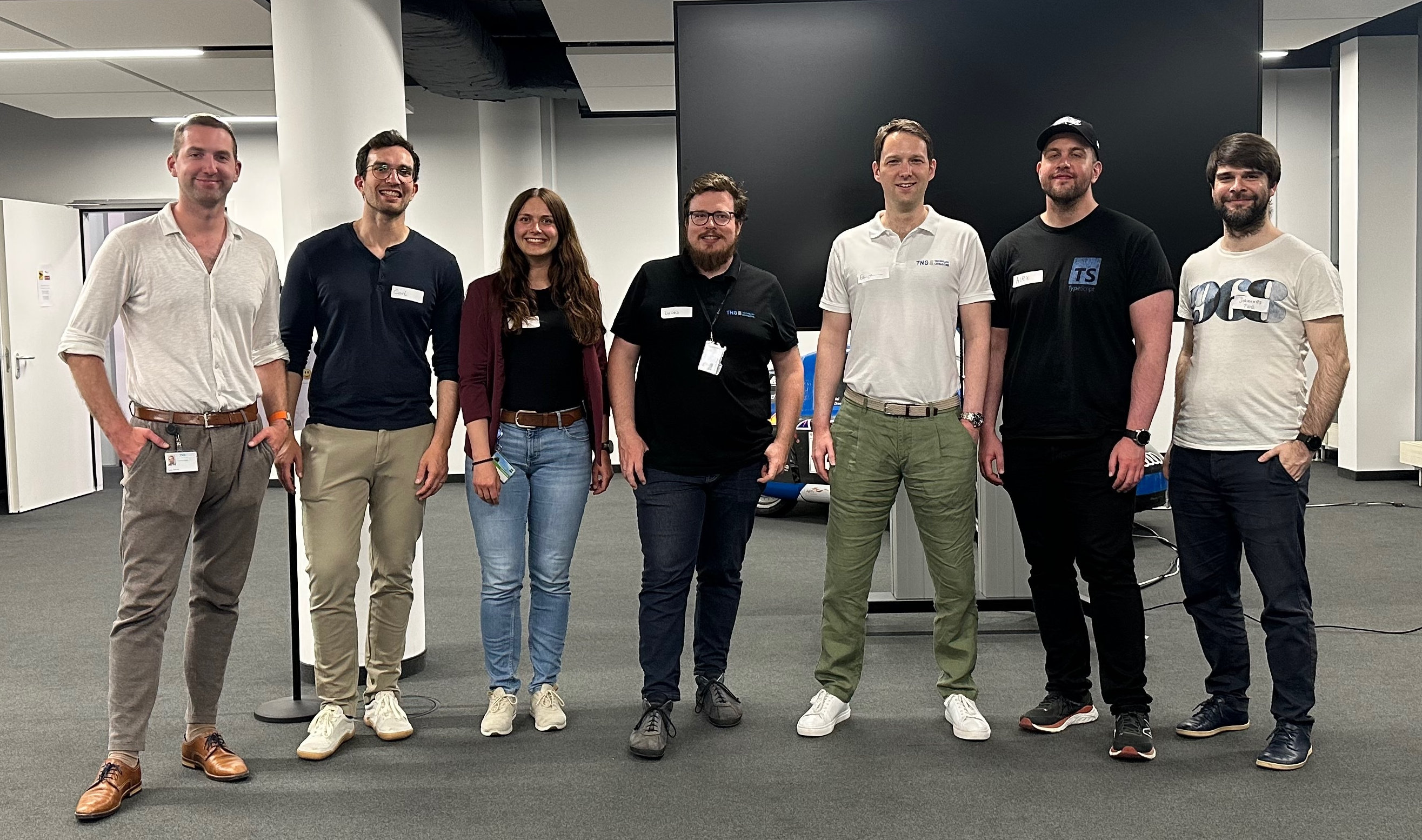 The Typescript x AI organizers and speakers: Luca Becker, Carl Assmann, Luisa Peter, Lucas L. Treffenstädt, Benjamin Behringer, Alexander Opalic, Johannes Loher